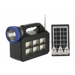 Kit lampa solara JORTAN cu 3 becuri putere 20W T08 cu radio