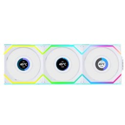 Set 3 ventilatoare 120 mm Lian Li UNI Fan SL Wireless LCD ARGB PWM White, modular, controller inclus