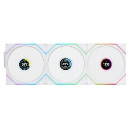 Set 3 ventilatoare 120 mm Lian Li UNI Fan TL LCD 120 Wireless ARGB PWM White, modular, controller inclus