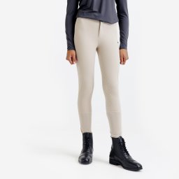 Pantalon echitație full grip lejer 500 mesh Bej Copii