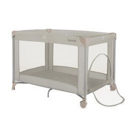 Patut pliant, Lionelo, Amelie, cu intrare laterala, 100.5-70.5 cm, Include salteluta, roti, geanta pentru transport, Constructie usoara- 7 kg, Cadru stabil din otel, Bej