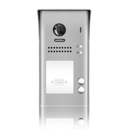 Panou video color de apel exterior, cu conexiune pe 2 fire, camera WIDE ANGLE 170°, pentru doi abonati, control acces RFID
