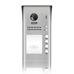 Panou video color de apel exterior, cu conexiune pe 2 fire, camera WIDE ANGLE 170°, pentru patru abonati, control acces RFID