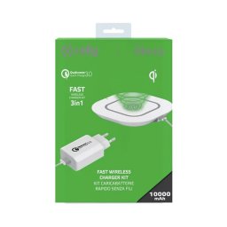 Incarcator wireless Celly, Adaptor retea Qualcomm 3.0, Pad Wireless, Cablu Type C, Alb