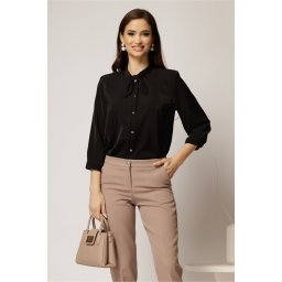 Camasa neagra cu funda la guler si inchidere cu nasturi