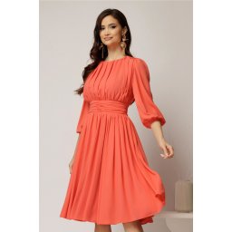 Rochie DY Fashion din voal corai clos cu pliuri