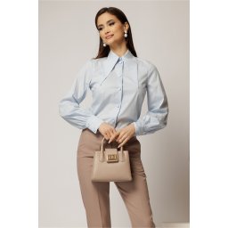 Camasa bleu din poplin cu croi cambrat si guler ascutit