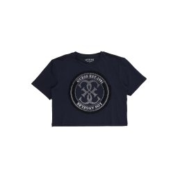 GUESS Tricou albastru noapte / alb