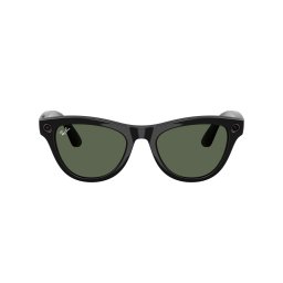 Ochelari Smart Ray-Ban Meta SKYLER, Marime M, Negru, 32 GB stocare, Camera Foto 12mp, 5 microfoane, difuzoare, Wifi 6, Meta AI, Standard, G-15 Green, Negru-Lucios