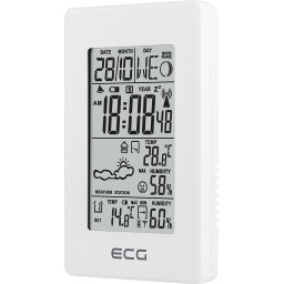 Statie meteo interior-exterior ECG MS 100 White, senzor extern fara fir, LCD, ceas, alarma