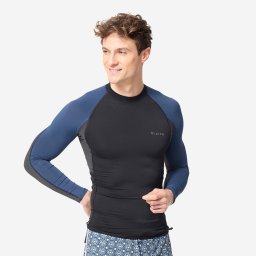 Bluză surf anti-UV 500 Negru-Albastru Bărbați