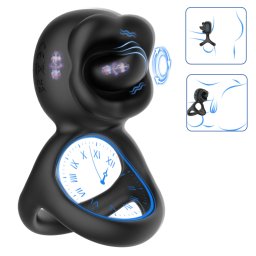 Biu-Biu - inel pentru penis și vibrator clitoridian cu lins - negru