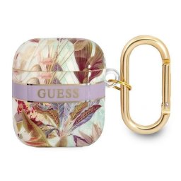Husa de protectie Guess TPU Flower Print Case pentru Airpods 2, Violet