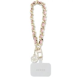 Husa Guess GUOUCHSAMC4P Universal Hand Strap case - pink Saffiano Chain 4G Charm