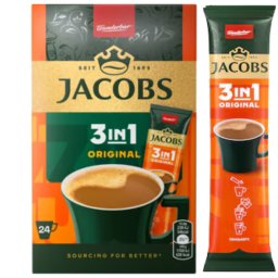Cafea instant, JACOBS, 3 in 1, Original, 24 plicuri X 12.6 g