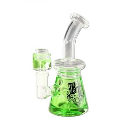 Bong sticla BL Bubbler cu Lichid pentru Congelator și Drum Perc verde 18cm