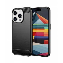 Husa Silicone Carbon Fiber Apple iPhone 15 Pro Neagra