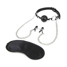 Set Ball Gag With Nipple Chain