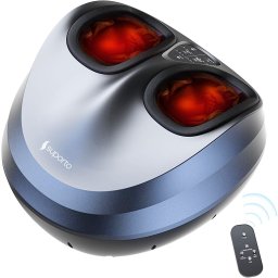 Aparat Masaj Picioare cu Incalzire, Compresie si Telecomanda Suporto, Pentru relaxare picior si talpa, Beneficii Reflexoterapie, Circulatie Imbunatatita, Role masat talpi si presopunctura, 3 Moduri de Masaj, Gri cu Negru