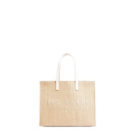 TED BAKER Geantă Pallmer Faux Raffia Large Icon 284036 ivory