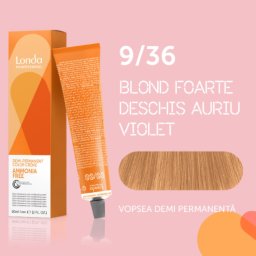 Vopsea de par demi-permanenta Londa Professional Demi-Permanent Color Cream 9 36, Blond Foarte Deschis Auriu Violet, 60 ml