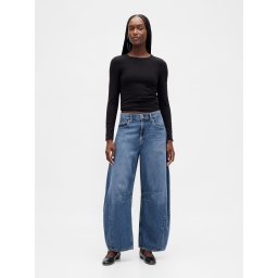 GAP Mid Rise Horseshoe Wide Jeans - Ladies