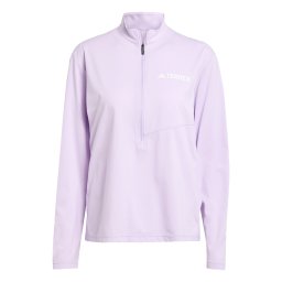 ADIDAS TERREX Tricou funcțional 'Multi Climacool 1/2 Zip Long Sleeve' mov liliachiu / alb murdar