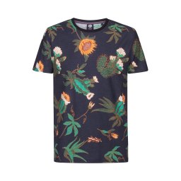 Petrol Industries Tricou maro coniac / verde smarald / verde închis / negru