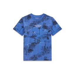 GUESS Tricou albastru / negru / alb