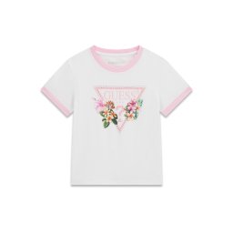 GUESS Tricou verde pin / portocaliu deschis / roz / alb