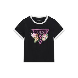 GUESS Tricou verde jad / roz deschis / negru / alb murdar