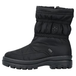 Cizme dama, negru, casual, textil, impermeabile, imblanite, scurte, cu talpa joasa, Rieker X9080-00-Negru (Marime: 38)