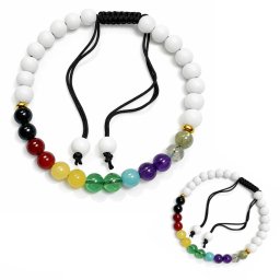 Bratara 7 Chakre cu Onix Alb Mat 6-6,9 mm - 1 Buc