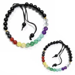 Bratara 7 Chakre cu Onix Negru 6-6,9 mm - Accesorii Gold Filled - 1 Buc