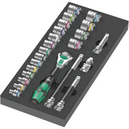 Set de biți 9721 3/8" cu clichet Zyklop 8000 B în inserție de spumă, 23 de piese