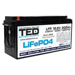 Acumulator LiFePo4 12.8V 200Ah Dimensiuni 484 x 170 x 240 mm BMS, Bluetooth M8 - TED007421