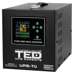 UPS 1500VA/1050W runtime extins LiFePO4 utilizeaza un acumulator (neinclus) TED Electric - TED006783