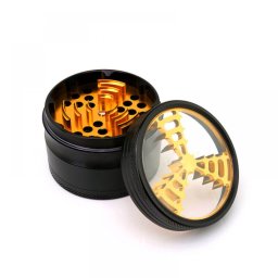 Grinder Mill Window aluminiu negru-gold 4 Parti Ø62mm