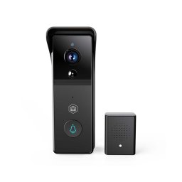 Nedis WIFICDP21BK - Sonerie video cu senzor, baterie 4400 mAh, Full HD 1296p, IP44, Wi‑Fi Tuya