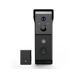 Nedis WIFICDP31BK – Sonerie video cu senzor, baterie 4400 mAh, 2× Full HD 1080p, IP54, Wi‑Fi, compatibilă cu Tuya