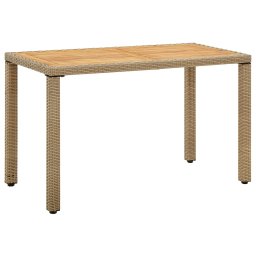 Masa gradina, bej, 123x60x74 cm, poliratan & lemn masiv acacia GartenMobel Dekor