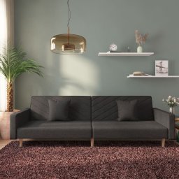Canapea extensibila cu 2 locuri, 2 perne, negru, textil GartenMobel Dekor