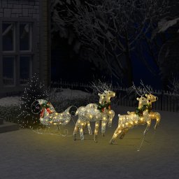 Decor de Craciun cu reni si sanie, 100 LED-uri, auriu, exterior GartenMobel Dekor