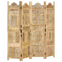 Paravan camera sculptat manual 4 panouri 160x165 cm mango GartenMobel Dekor