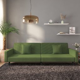 Canapea extensibila cu 2 locuri, 2 perne, verde închis catifea GartenMobel Dekor