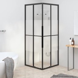 Cabina de dus, negru, 80x80x180 cm, ESG semi-mata GartenMobel Dekor