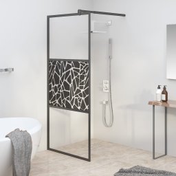 Paravan de dus walk-in negru 90x195 cm sticla ESG model piatra GartenMobel Dekor