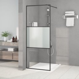 Perete cabina dus walk-in negru 80x195 cm sticla ESG semi-mata GartenMobel Dekor