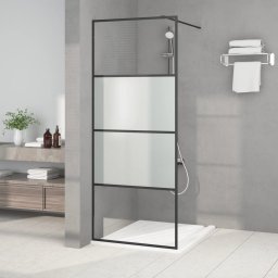 Perete cabina dus walk-in negru 80x195 cm sticla ESG semi-mata GartenMobel Dekor