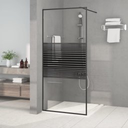 Paravan de dus walk-in negru 90x195 cm sticla ESG transparenta GartenMobel Dekor